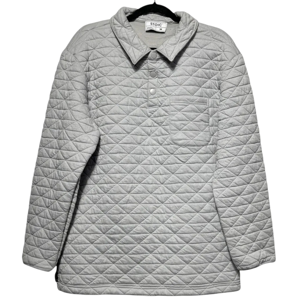 Stoic Men's Venture Quilted Rugby Long-Sleeve Preppy Polo size XL‎ Grungcore